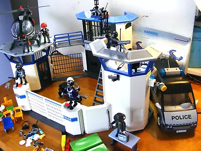 Buy Playmobil Police Station With Jails, 6872 / 6919 - With Helicopter, Van, Bike • 39.99£