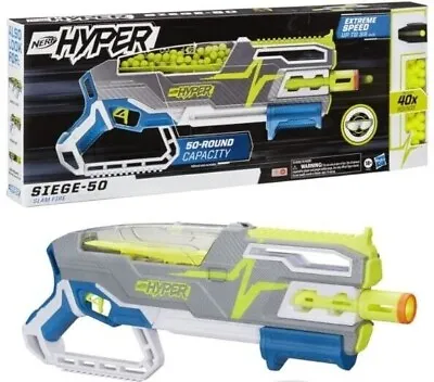 Buy Nerf Hyper Siege-50 Pump Action Blaster & 40x Rounds New Kids Xmas Toy Gun Gift • 49.99£