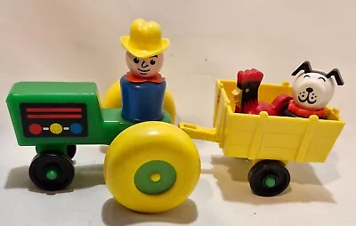 Buy Vintage Fisher Price Tractor, Trailer, Farmer, Dog And Chicken • 9.99£