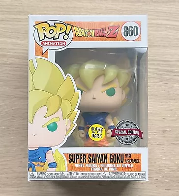 Buy Funko Pop Dragon Ball Z Super Saiyan Goku First Appearance GITD #860 + Protector • 29.99£