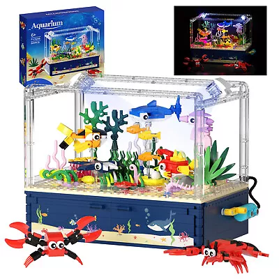 Buy Fish Tank Building Block Light Aquarium Set With Marine Life Gift For Sea Lovers • 46.43£