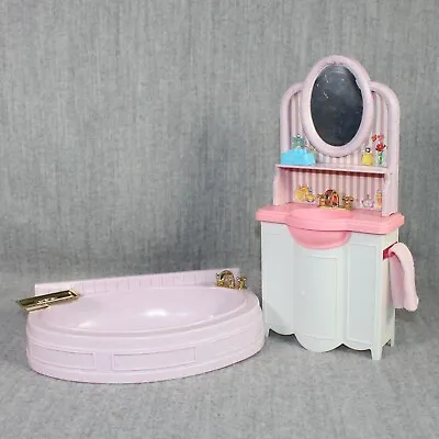 Buy Vintage 1996 BARBIE MATTEL Doll Folding Pretty House Bathroom Furniture Set • 42.15£