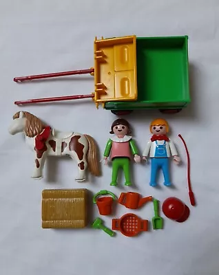 Buy Playmobil Pony Ranch Horse And Cart With Accessories (3713) – Vintage 1990s Geob • 5.75£