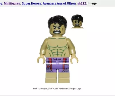 Buy | Lego Marvel Avengers Age Of Ultron Minifigure - The Hulk Sh212 | • 10£