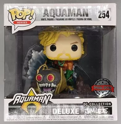 Buy Funko POP #254 Aquaman - Deluxe - DC Jim Lee - Damaged Box • 11.99£