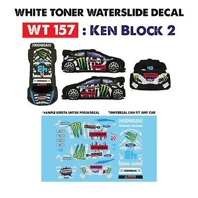 Buy WT157 White Toner Waterslide Decal KEN BLOCK 2 For Custom 1:64 Hot Wheels • 3.85£