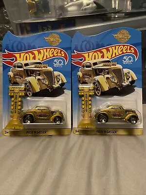 Buy Hot Wheels 50th Anniversary Pass And Gasser Car With Stage Lights Gold • 5£