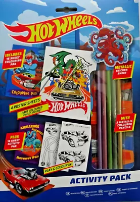 Buy Hot Wheels  Cars Colouring Activity Pack Set With Stickers & Colour Pencils • 2.99£