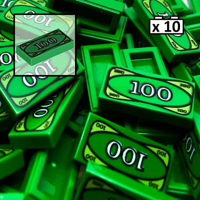 Buy NEW LEGO 10 X '100' Green Money Tile City Minifigure Robber Dollar • 5.39£