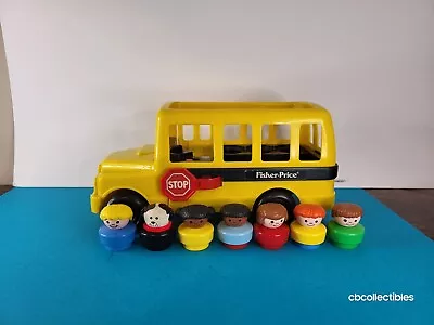 Buy Vintage 1991 Fisher Price Little People Yellow School Bus With Figures • 12.99£