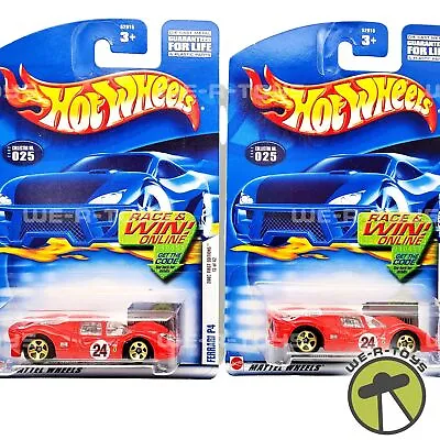 Buy Hot Wheels Lot Of 2 Ferrari P4 Red #24 Die Cast Vehicles Mattel 2001 NRFP • 36.47£