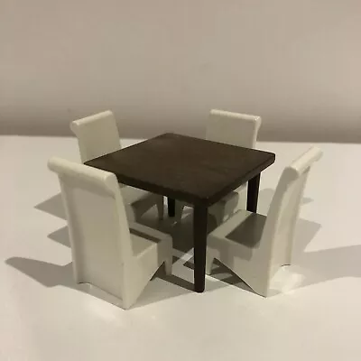 Buy Unused Playmobil Dollshouse Furniture: Brown Table & 4 White Chairs • 5£