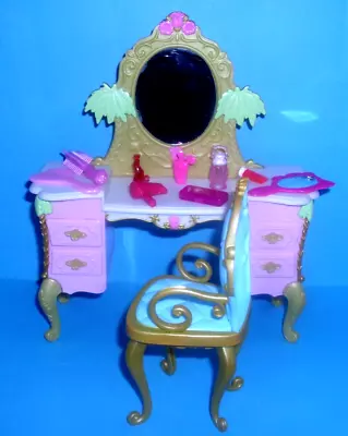 Buy %***Barbie Furniture*princess Makeup Table With Mirror*armchair*accessories***% • 12.97£