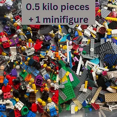 Buy LEGO 0.5 Kilo Kg 500 G Mixed Random Bricks + 1 MINIFIGURE + 1 ACCESORY Pieces • 7.99£