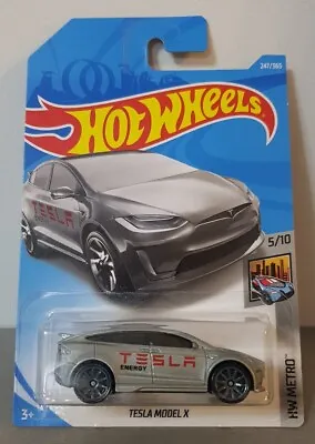 Buy Hot Wheels Tesla Model X Silver 2018 HW Metro #247/365 FJW84 Long Card DTX01 New • 9.99£