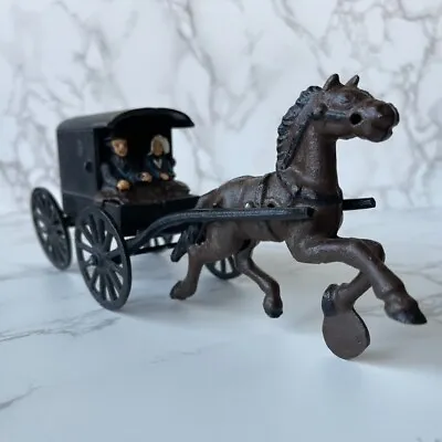Buy Antique Toy Cast Iron Amish Family With Horse And Carriage/Buggy, Three Pieces • 110.87£