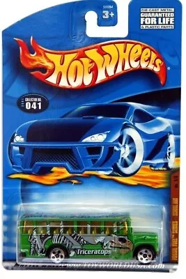 Buy Hot Wheels 2001 Fossil Fuel Series #41 SCHOOL BUS MINT USA LONG CARD TRICERATOPS • 4.95£