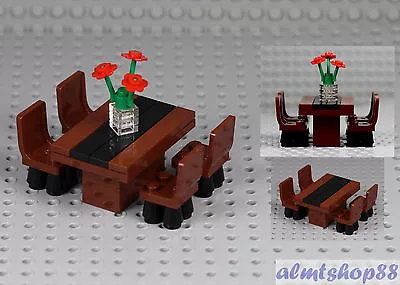 Buy LEGO - Formal Dining Table W/ 4 Chairs & Flowers Minifigure Home Room Furniture  • 8.04£