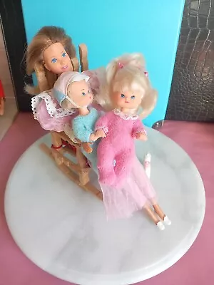 Buy Barbie Mattel Heart Family 1984 80s Boy Girl Pink Lace Dress Rocking Chair • 12.82£