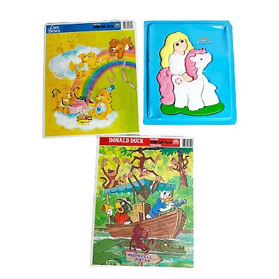 Buy VTG 80s Lot 3 My Little Pony Donald Duck Care Bears Golden Frame-Tray Puzzles • 22.59£