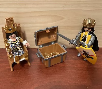 Buy Playmobil - Lion Knights Medieval King & Queen - Throne Treasure Chest & Coins • 11£