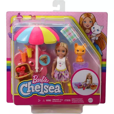 Buy Barbie Chelsea Picnic Playset With Doll & Pet Kitten New (Box Damaged) • 14.99£