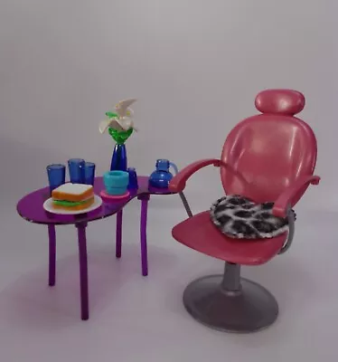 Buy 1/6 Barbie Fashion Fever Mall Chair + Purple Table & Furniture • 28.68£