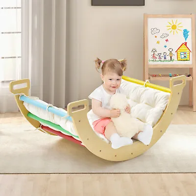 Buy 2-in-1 Wooden Arch Rocker Toddlers Double-Sided Climbing Arch With Soft Cushion • 74.95£