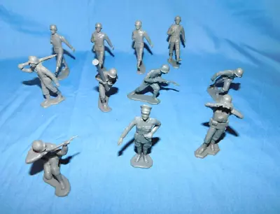 Buy Vintage 1963 Marx Army WWII Gray German Soldiers 11 FIGS 8 POSES 54MM LOT 12 • 20.79£