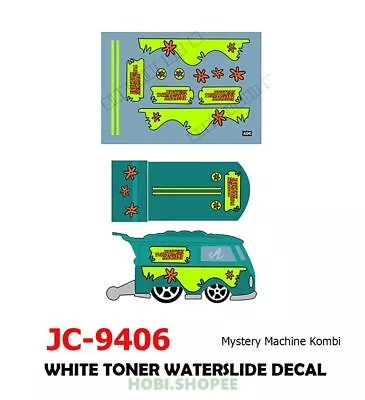 Buy JC-9406 White Toner Waterslide Decals # MYSTERY MACHINE KOMBI -1:64 Hot Wheels • 3.88£