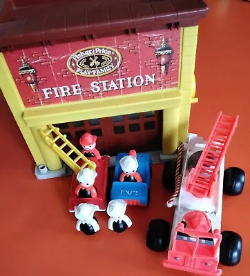 Buy Vintage Retro 1979 Fisher Price 5x Little People Fire Station 928 Vehicle Engine • 25£