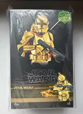 Buy New Hot Toys MMS735 STAR WARS 1/6 Clone Trooper Gold Chrome Version In Stock • 280£