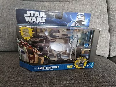 Buy Star Wars Clone Wars Y-wing Scout Bomber + Clone Trooper Pilot New Misb • 99.99£