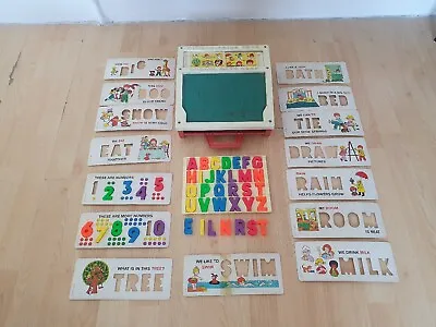 Buy Vintage 1972 Fisher Price Toy School Days Play Desk + Magnetic Letters And Cards • 30£