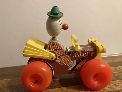 Buy Vintage Fisher Price Jalopy - Wooden Pull Along Clown In Car (7 X 6 Inch) • 8£