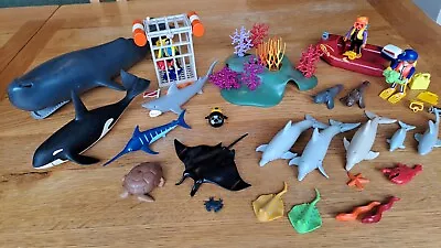 Buy Playmobil Sealife Bundle Whale Shark Ray Dolphins Seals Divers Boat Swordfish • 40£