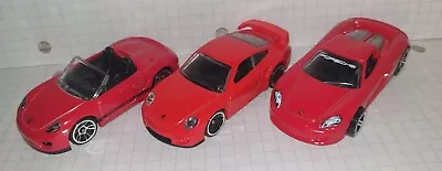 Buy Hot Wheels 3 Red Porsche Boxter Spider 911 GT2 Carrera GT 1:64 • 8£