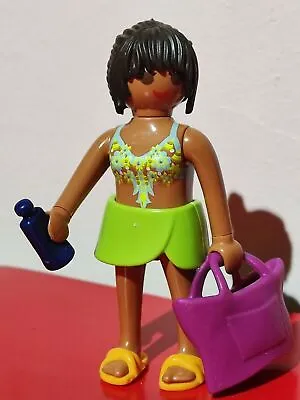 Buy Playmobil Figure Girl With Cream And Bag Woman Beach Pool Summer Holidays • 3.87£