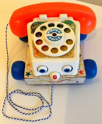 Buy 1961 VINTAGE Original Fisher Price Pull Along CHATTER TELEPHONE Wooden Base 747 • 7.95£