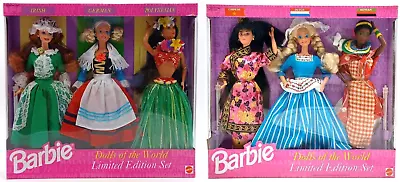 Buy 2x Mattel DotW Barbie 3-Doll Gift Set: 13939 + 12043 / NrfB Dolls Of The World • 153.55£