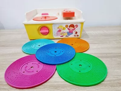 Buy Vintage Fisher Price Record Player 5 Records Yellow Version Rare • 25£
