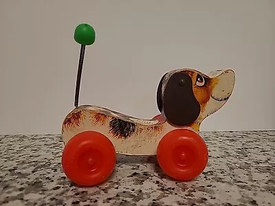 Buy 1968 Fisher Price WOODEN LITTLE SNOOPY Pull Along Dog Wobbler Squeaky Sound • 4£
