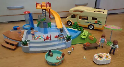 Buy PLAYMOBIL  Swimming Pool & Campervan With People & Accessories • 25£