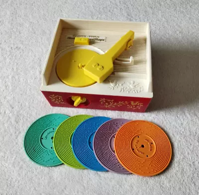 Buy Vintage 1971 Fisher Price Music Box Record Player Wind Up & All 5 Discs - Works • 28.41£