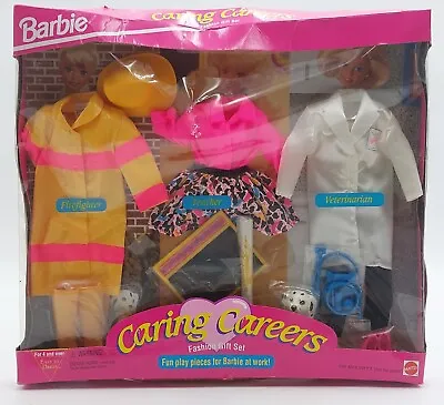 Buy 1993 Barbie Caring Careers Fashion Gift Set / 3 Modes / NrfB / Mattel 10773 • 41.52£