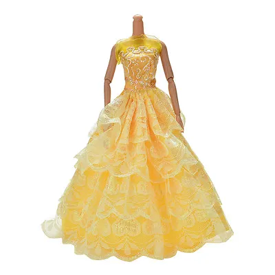 Buy 1pcs Yellow Handmade Wedding Lace 4 Layer Dress For 11 ^i • 2.70£