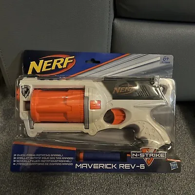Buy Nerf N-Strike Maverick Rev-6 Gun White With 6 Darts • 7.50£