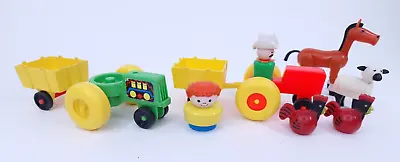 Buy Vintage Fisher Price Farm Animal Tractor Rooster Horse Sheep Farmer • 30.32£