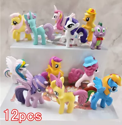 Buy 12pcs/set My Little Pony Action Figures Toys Cartoon Twilight Sparkle Toy Gift • 6.44£