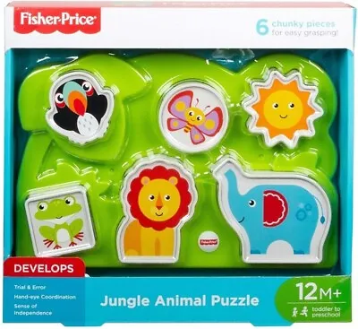 Buy Fisher-Price Jungle Puzzle 6 Chunky Animal Pieces Shape Sorter Toddler Toy 12m+ • 19.99£